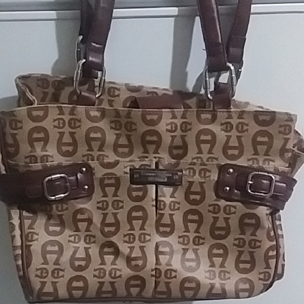 Etienne Aigner Tan and Brown Shoulder Bag